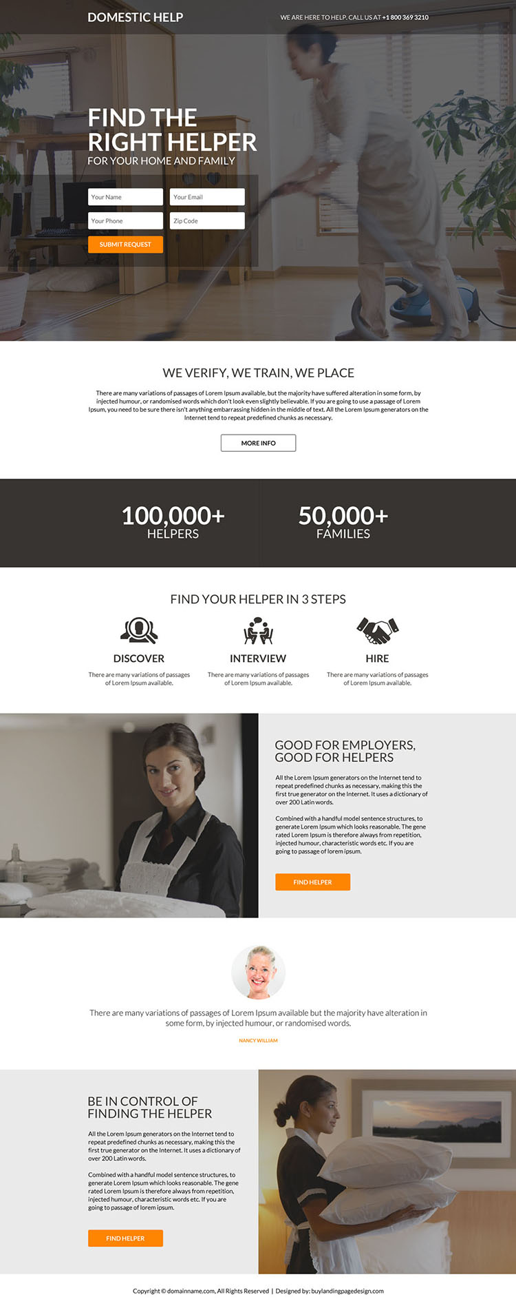 minimal and clean domestic helper responsive landing page