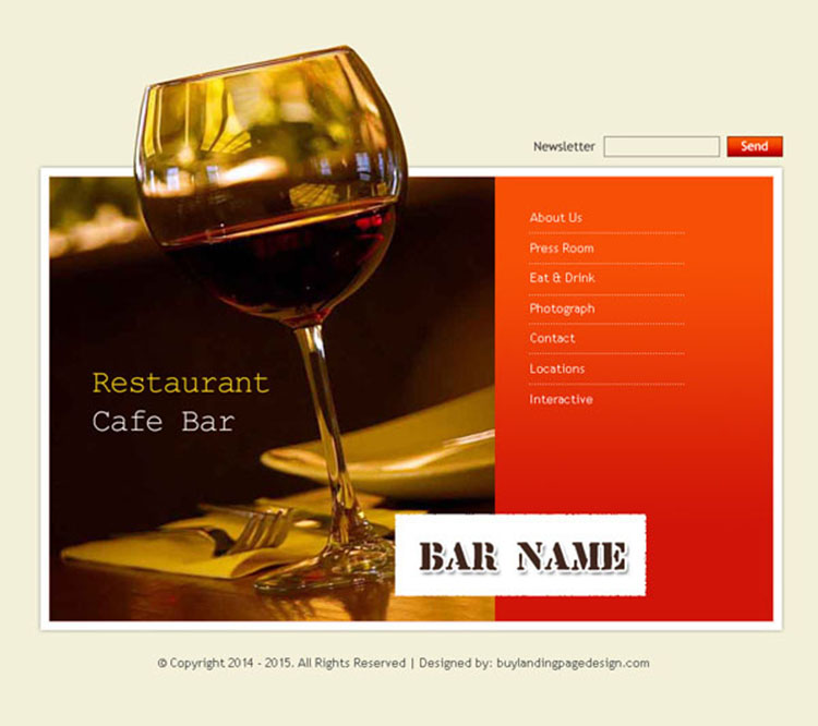 restaurant bar and cafe website template design psd for your bar website