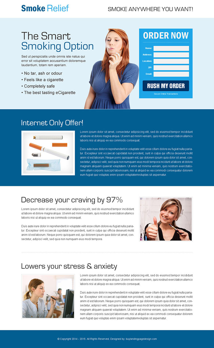 smoke relief lead capture landing page design