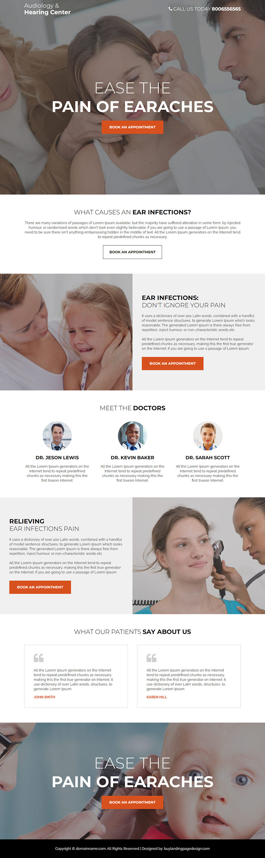 audiology and hearing loss solution responsive landing page