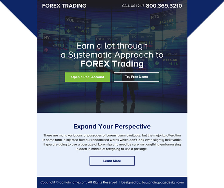 professional forex trading sign up capturing ppv landing page design