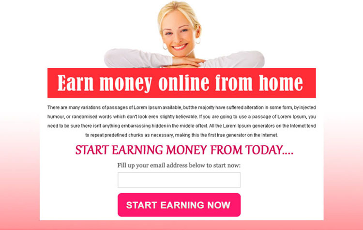 start earning money online converting ppv landing page design