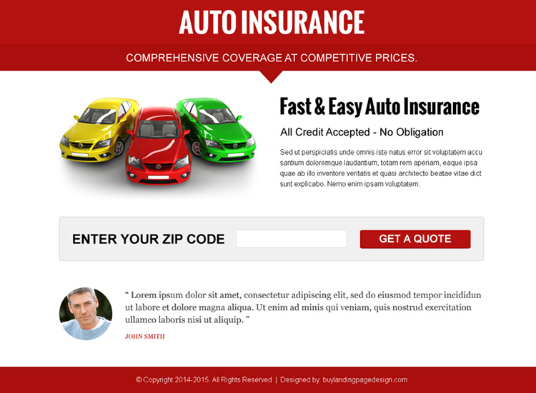 attractive auto insurance by zip code ppv landing page