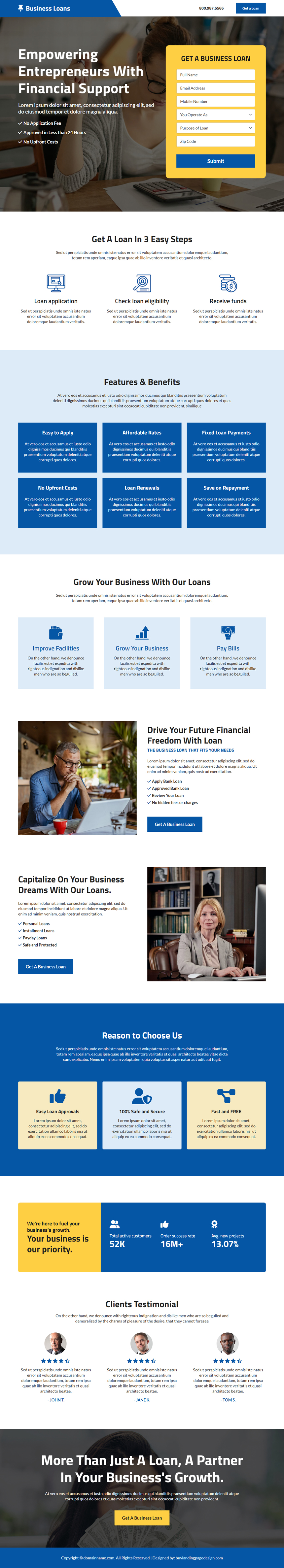 professional business loan lead capture landing page design