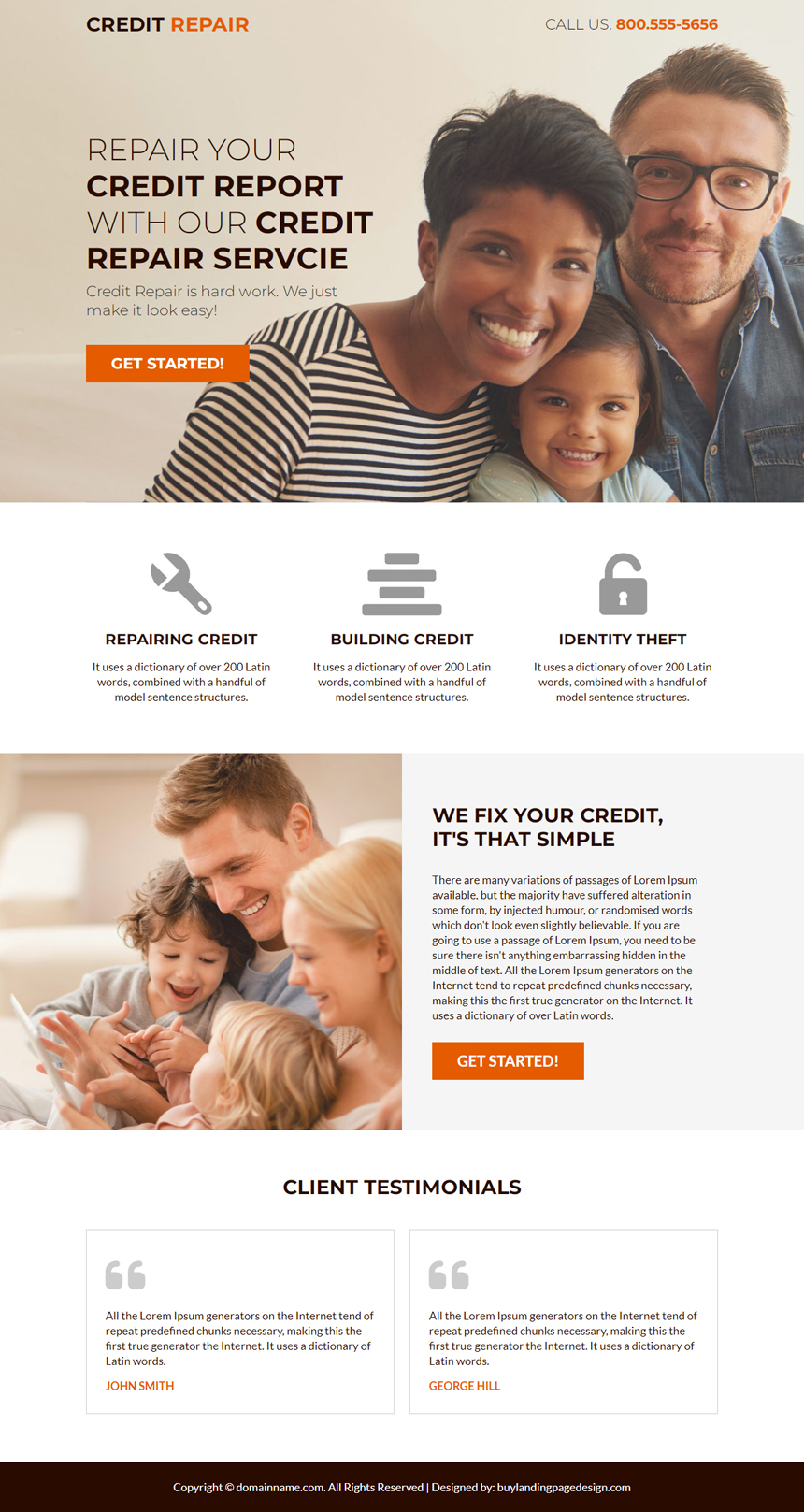 minimal credit repair services landing page