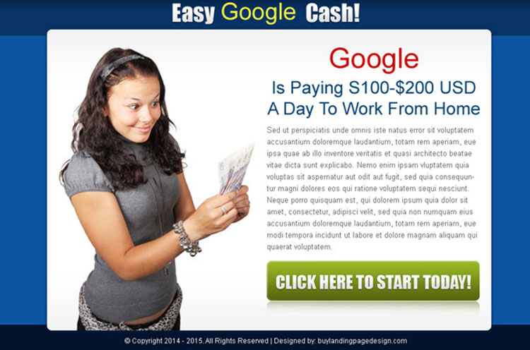 easy google cash call to action ppv landing page design