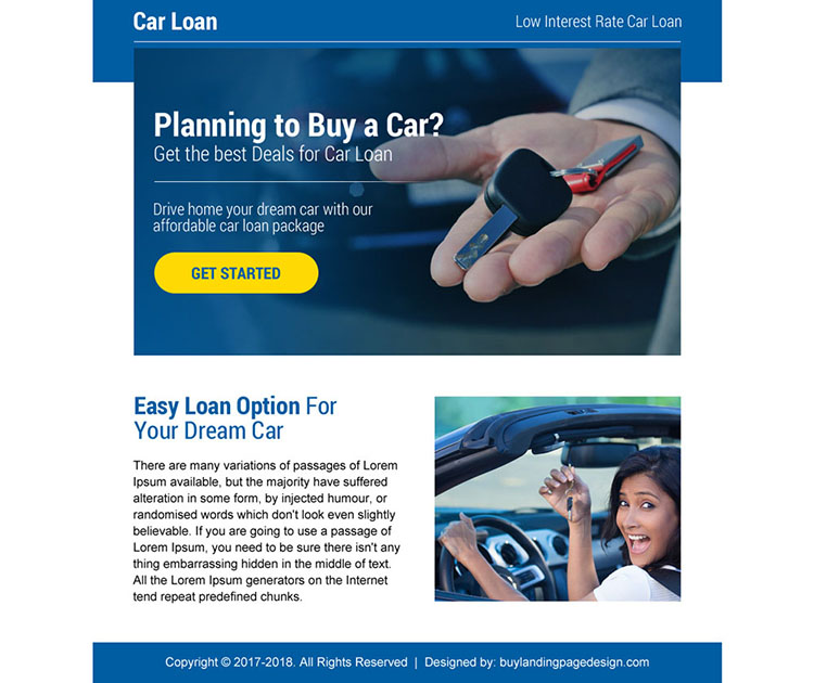 professional car loan strong call to action ppv landing page