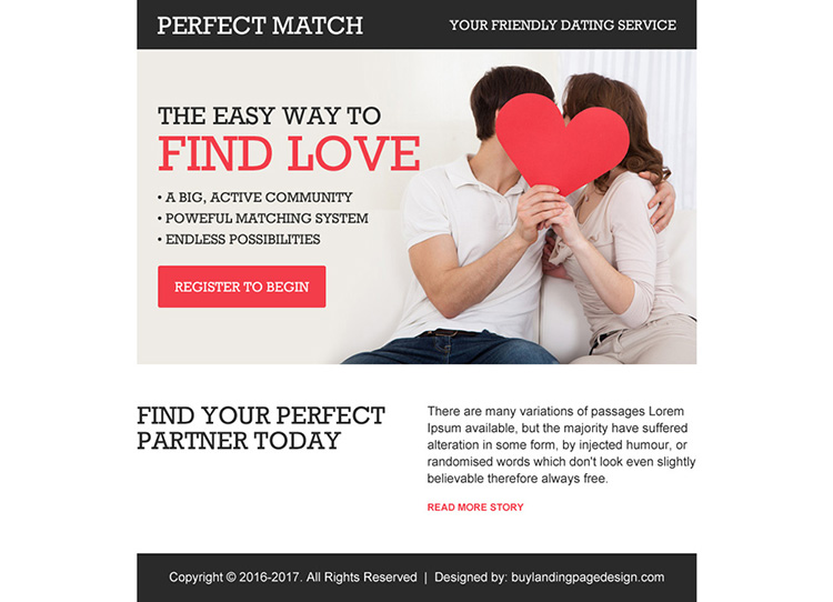 friendly dating service appealing ppv landing page design