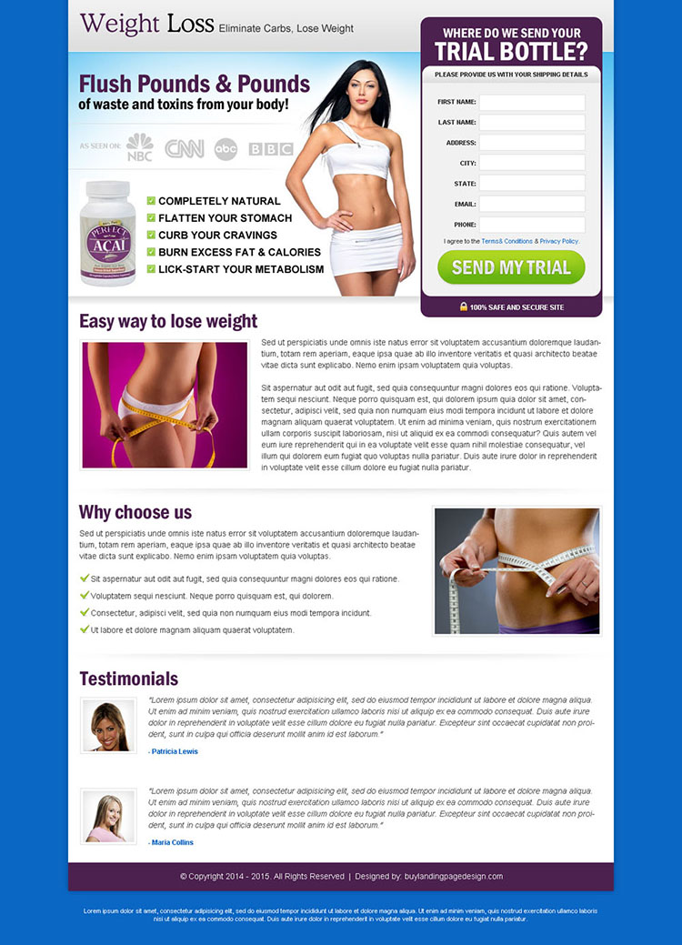 flush pounds of waste and toxins from your body product trial effective lead capture landing page design
