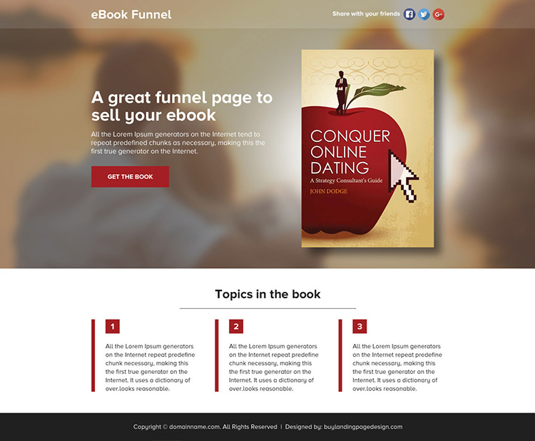 ebook selling lead funnel responsive landing page