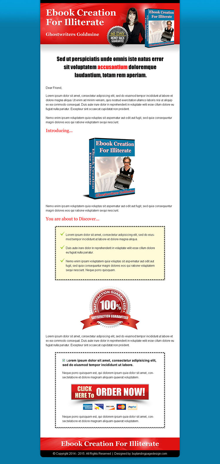 ebook click to action long sales page design to increase your conversion