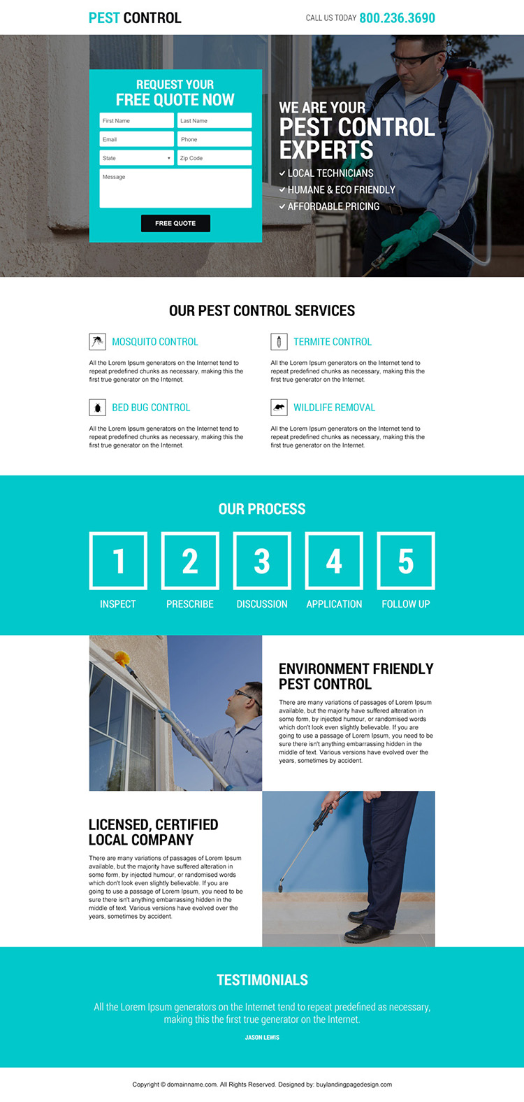 pest control service lead capture responsive landing page