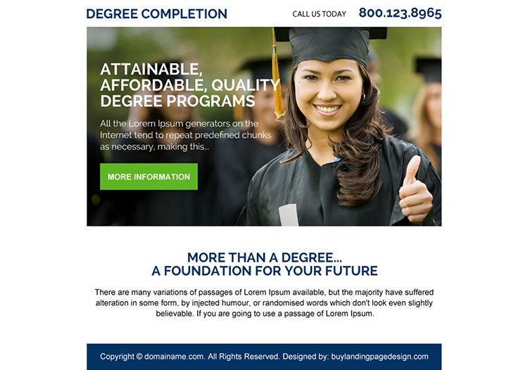 education degree programs ppv landing page design