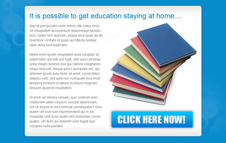 education from home clean and converting ppv landing page design