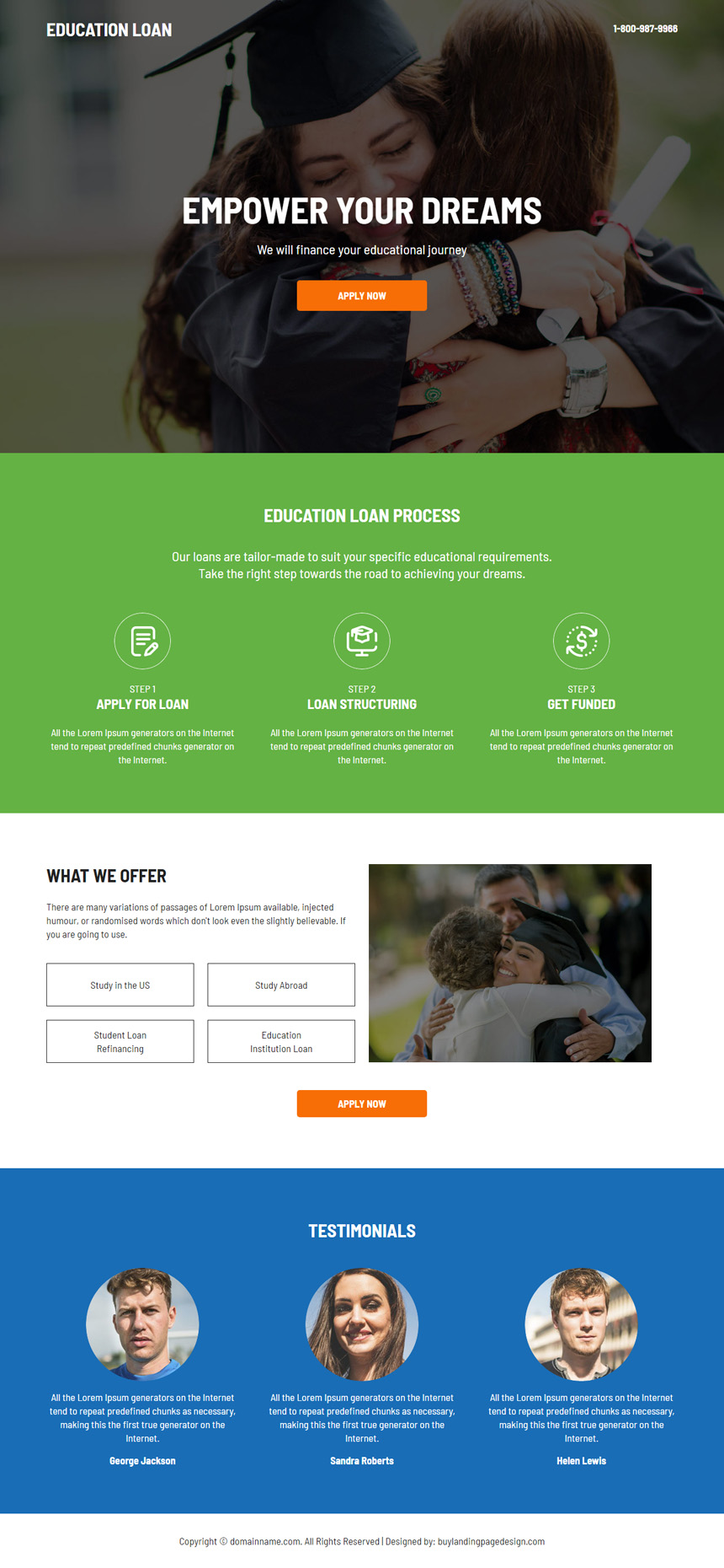 minimal education loan lead capture landing page