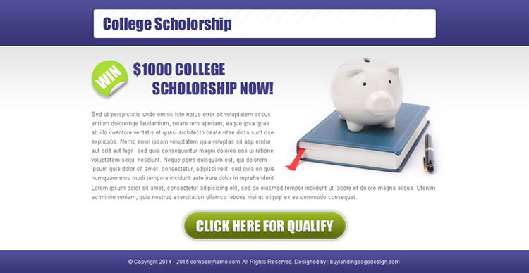 collage scholarship most converting ppv landing page design