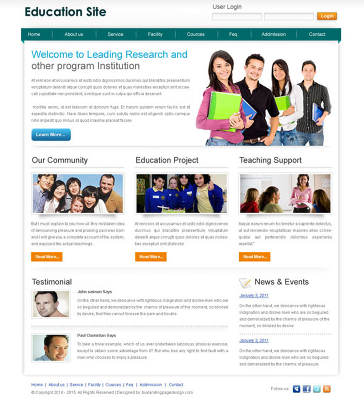 education website template design psd to create your education website