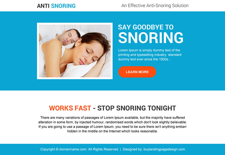 effective anti snoring solutions ppv landing page design