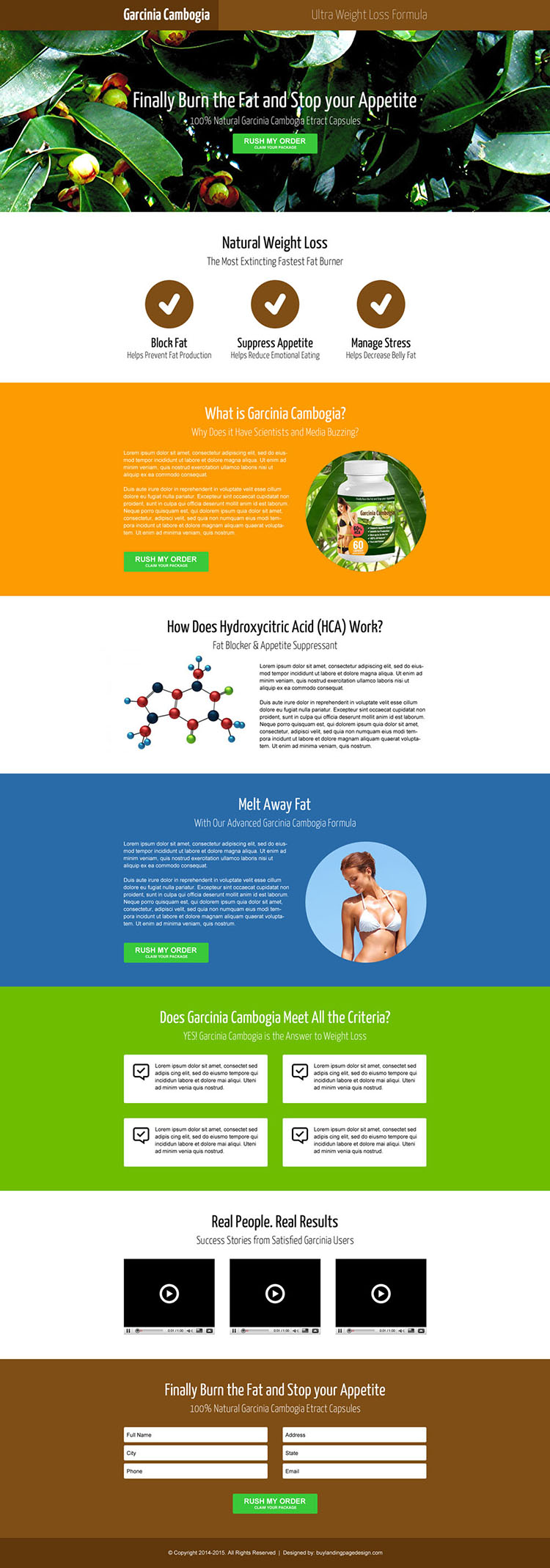 garcinia cambogia lead capture and product selling responsive landing page design