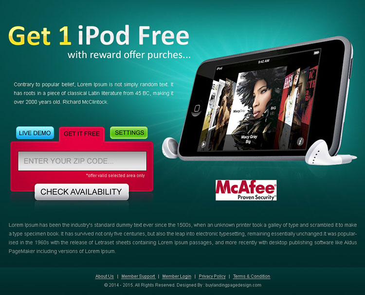 electronics product lead capture landing page design