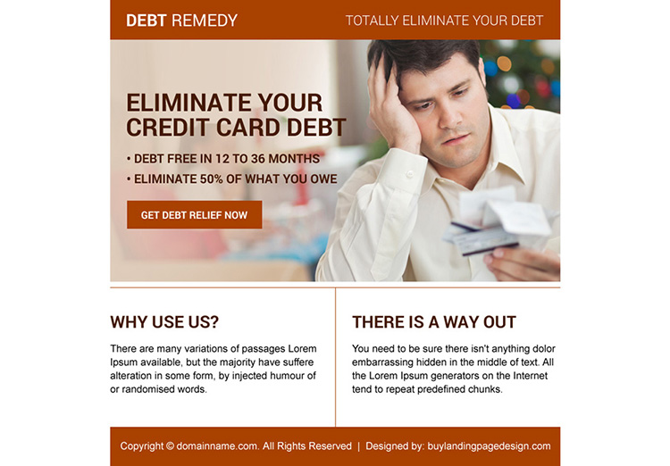 credit card debt relief ppv landing page design