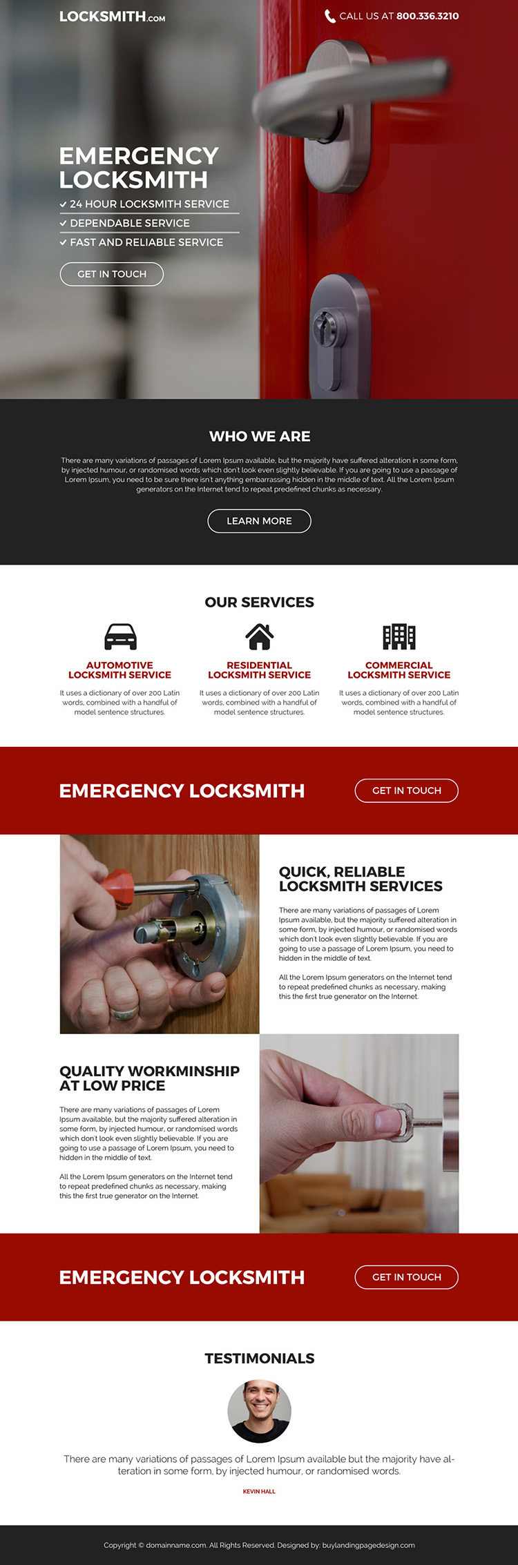emergency locksmith service bootstrap landing page