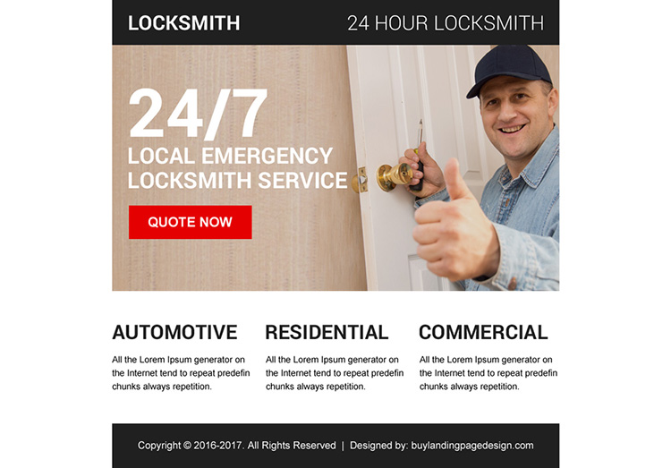 emergency locksmith service ppv landing page