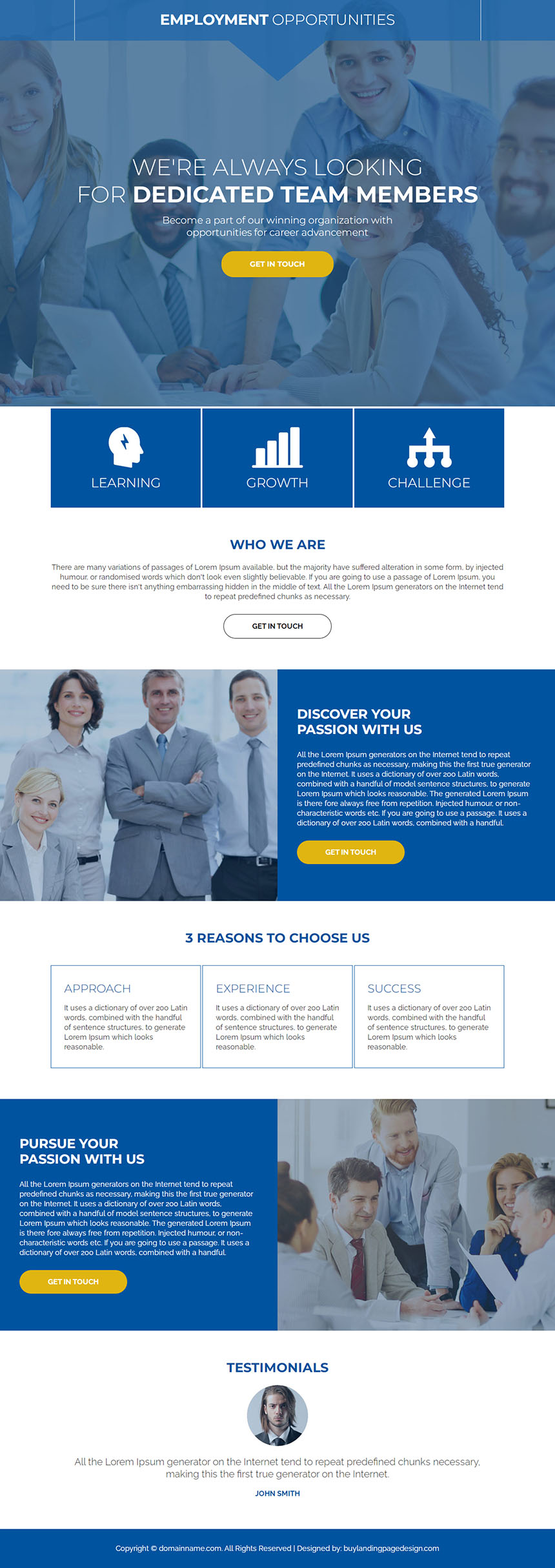 employment opportunities responsive landing page