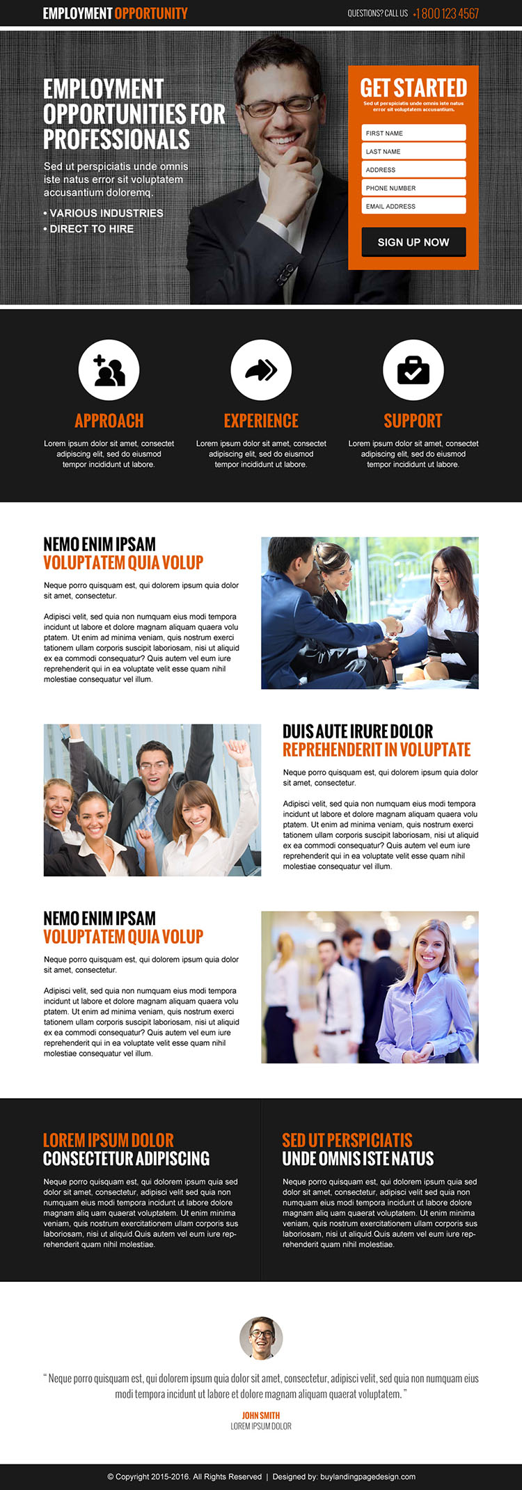 employment opportunity lead gen converting landing page design