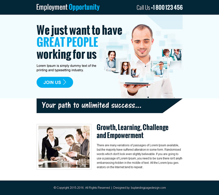 employment opportunity ppv landing page design