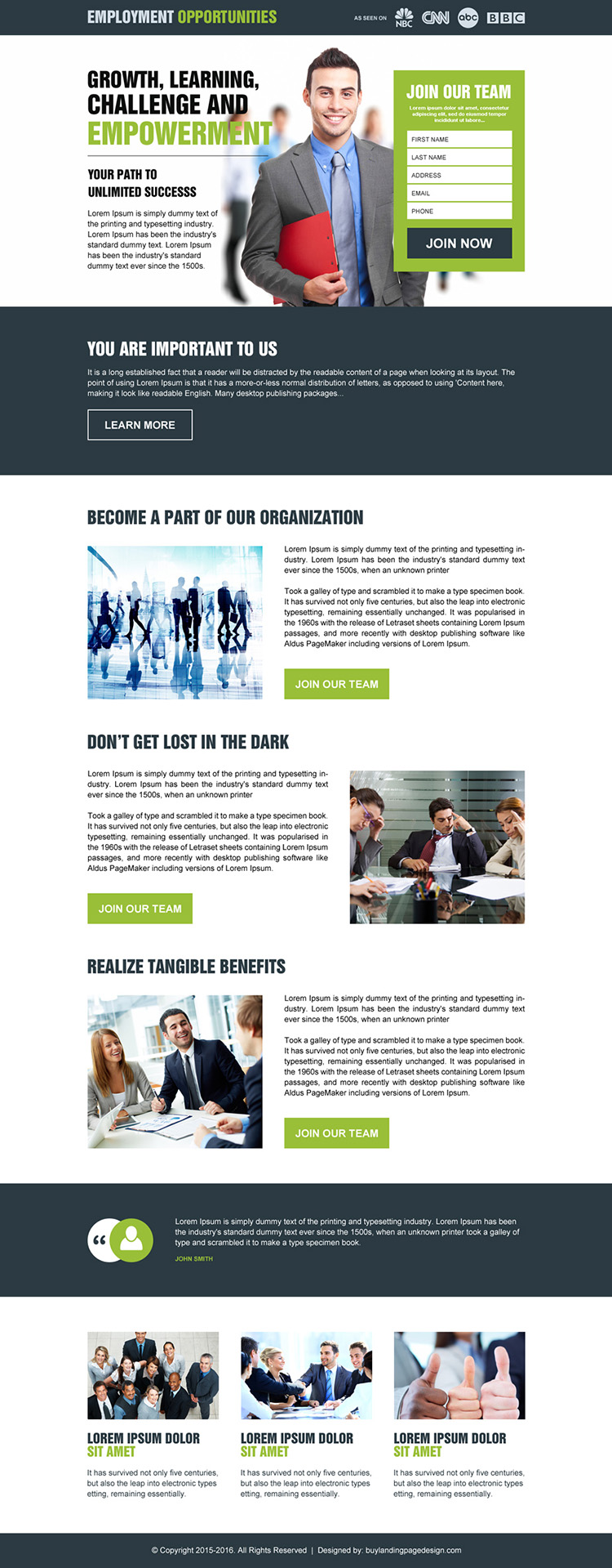 equal employment opportunities lead capture landing page design