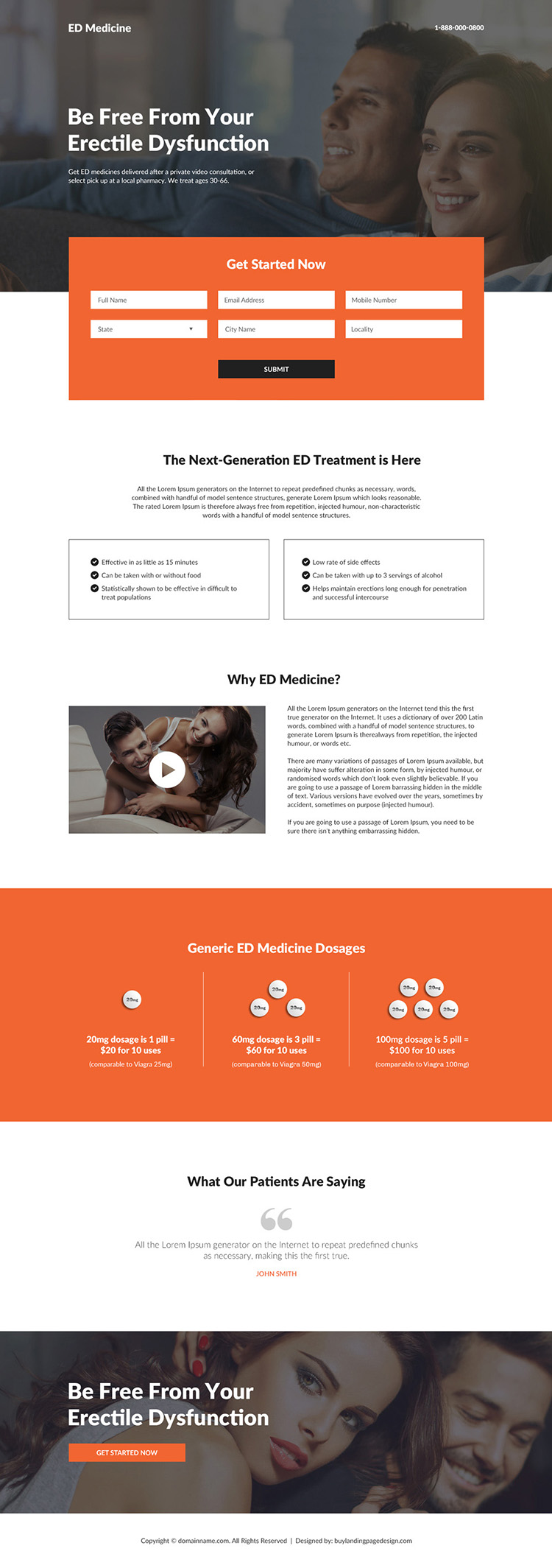 erectile dysfunction lead capture responsive landing page design