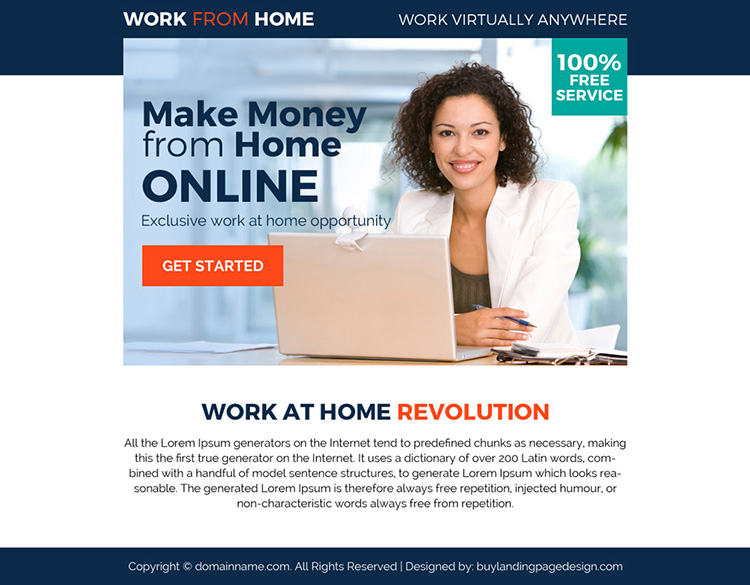 exclusive work from home opportunity ppv landing page design