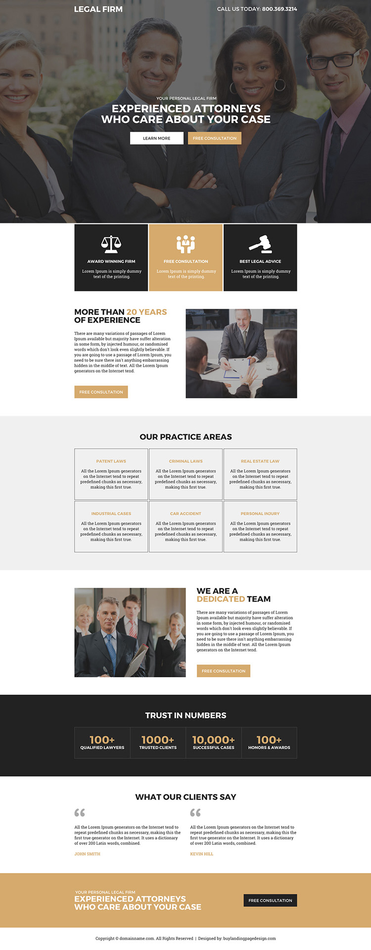 experienced attorneys free consultation responsive landing page design