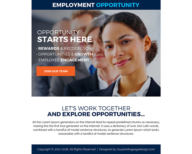 employment opportunity sign up capturing ppv landing page design