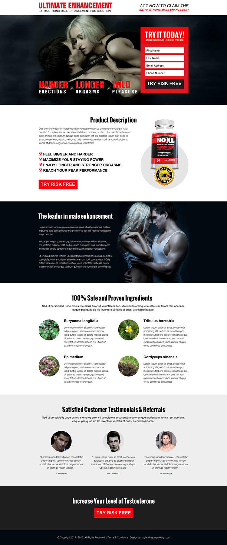 ultimate male enhancement lead capture converting landing page design