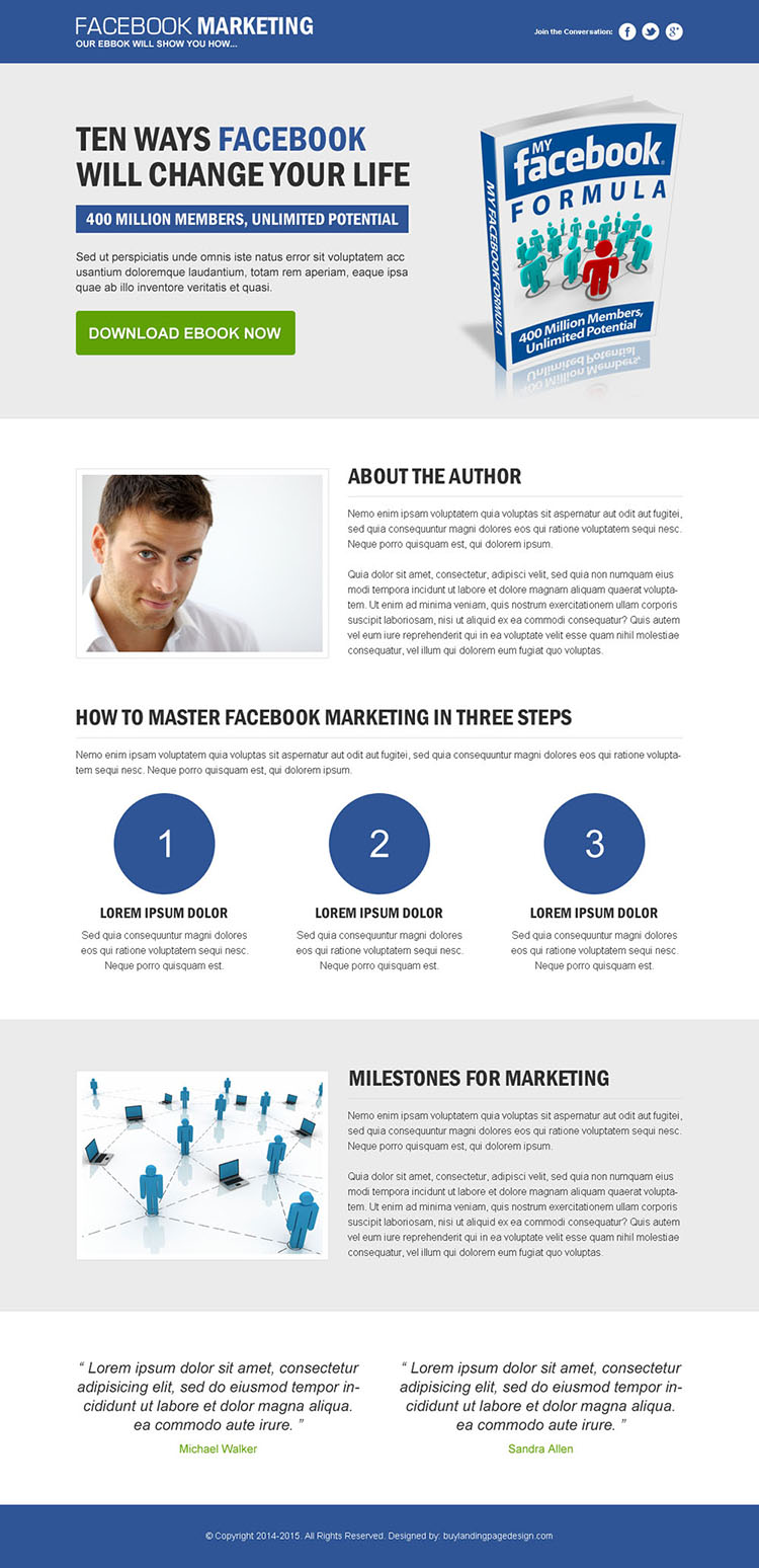 facebook marketing clean and converting responsive landing page design template