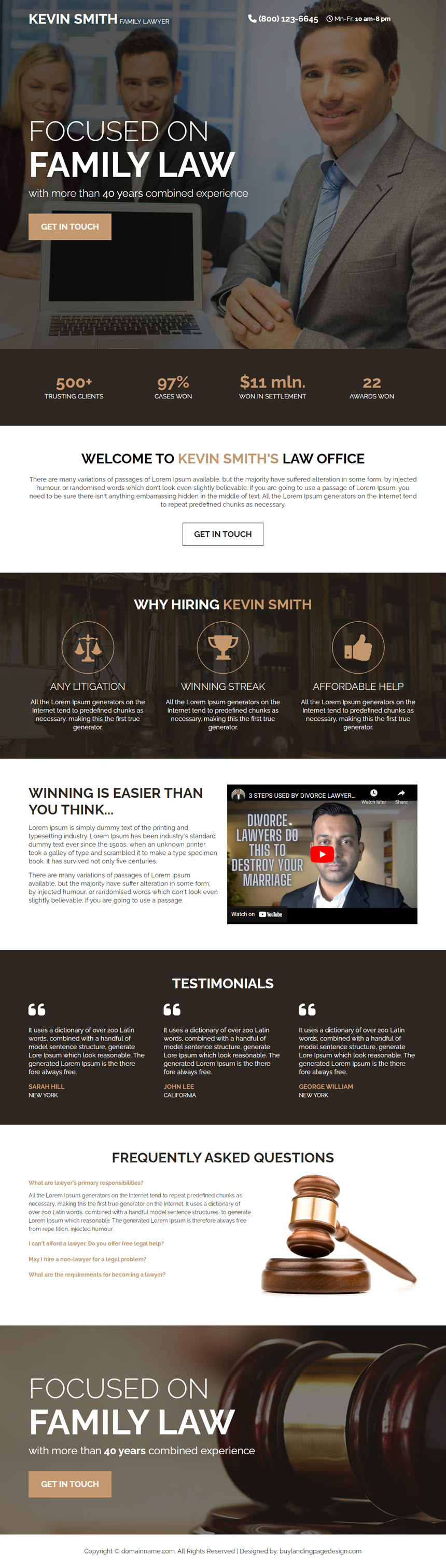 family lawyer lead capture responsive landing page