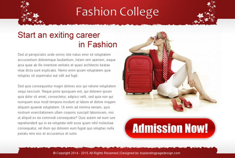 exciting career in fashion college attractive and converting ppv landing page design template