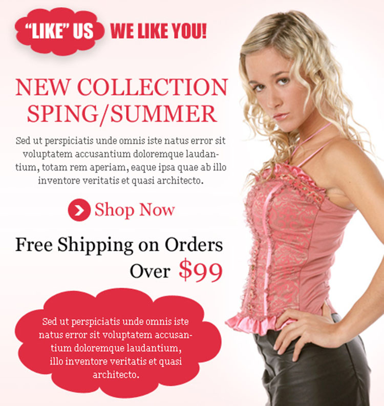new summer and spring collection fashion html facebook fan page design