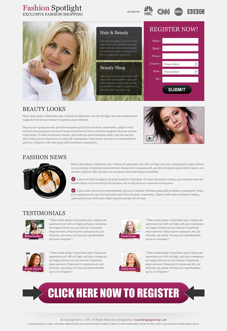 exclusive fashion shopping clean and converting splash page design