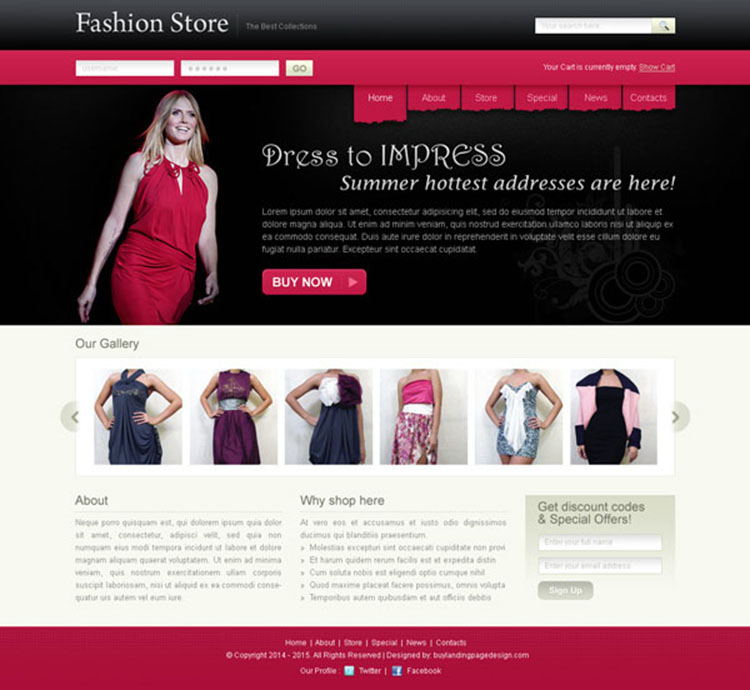 fashion store appealing and attractive website template design psd