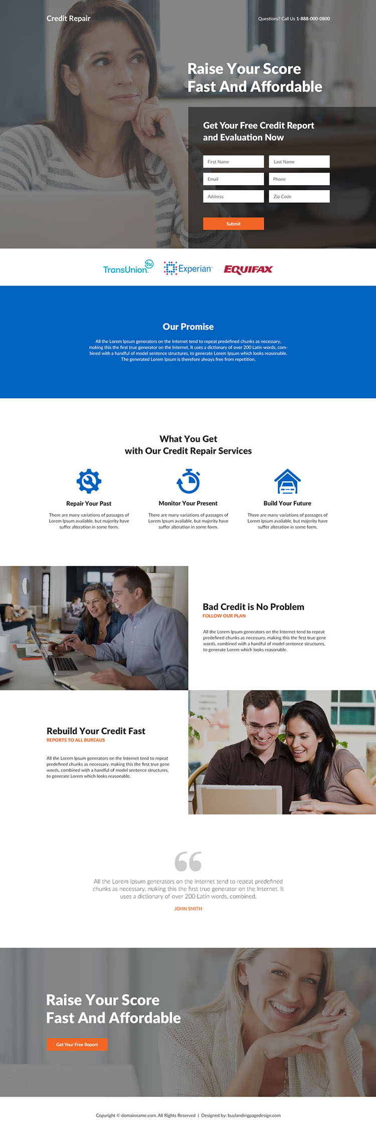 affordable credit repair services responsive landing page design