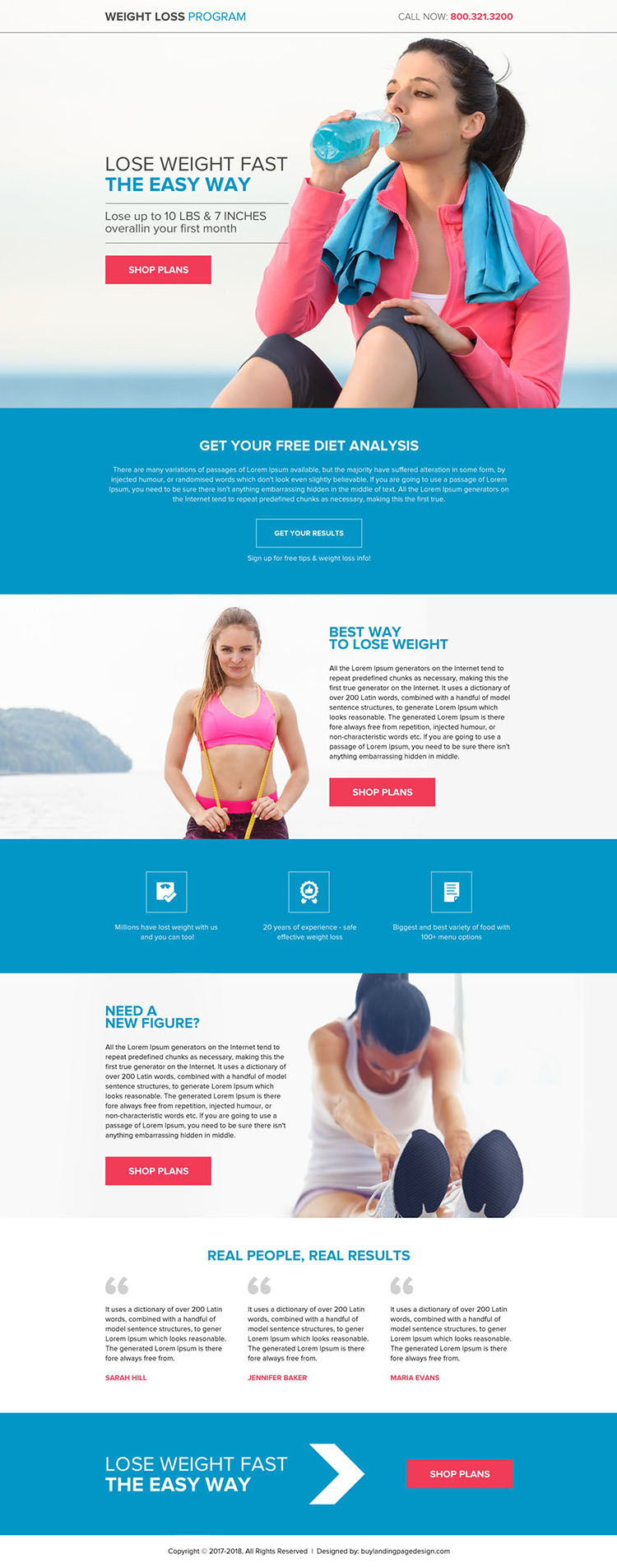 weight loss diet plans strong call to action lead capturing buttons responsive landing page
