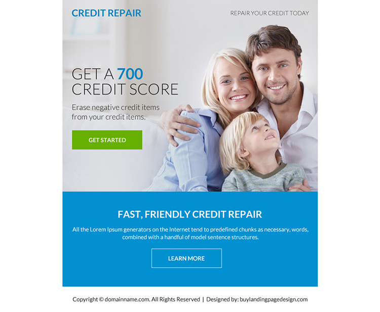 fast and friendly credit repair ppv landing page design