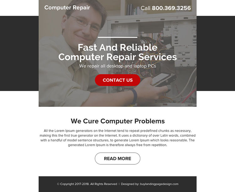 fast and reliable computer repair service ppv landing page