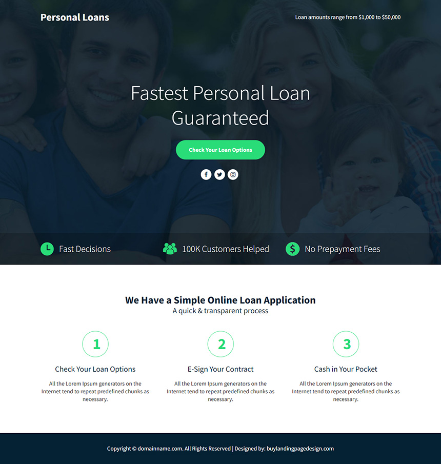 fastest personal loan lead funnel responsive landing page