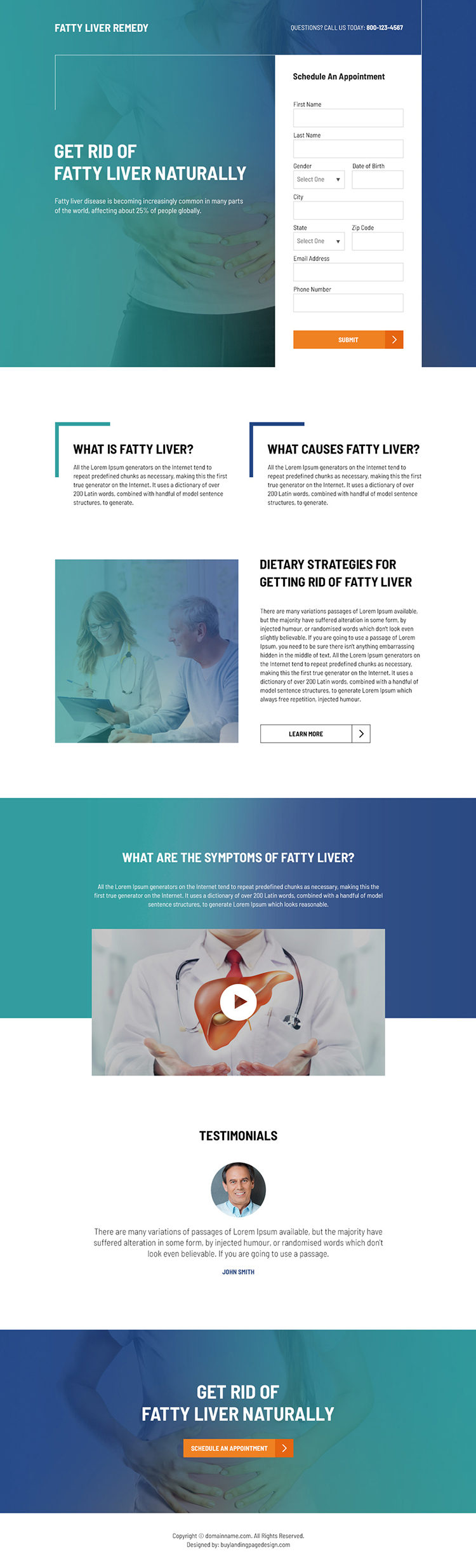 fatty liver remedy lead capture responsive landing page