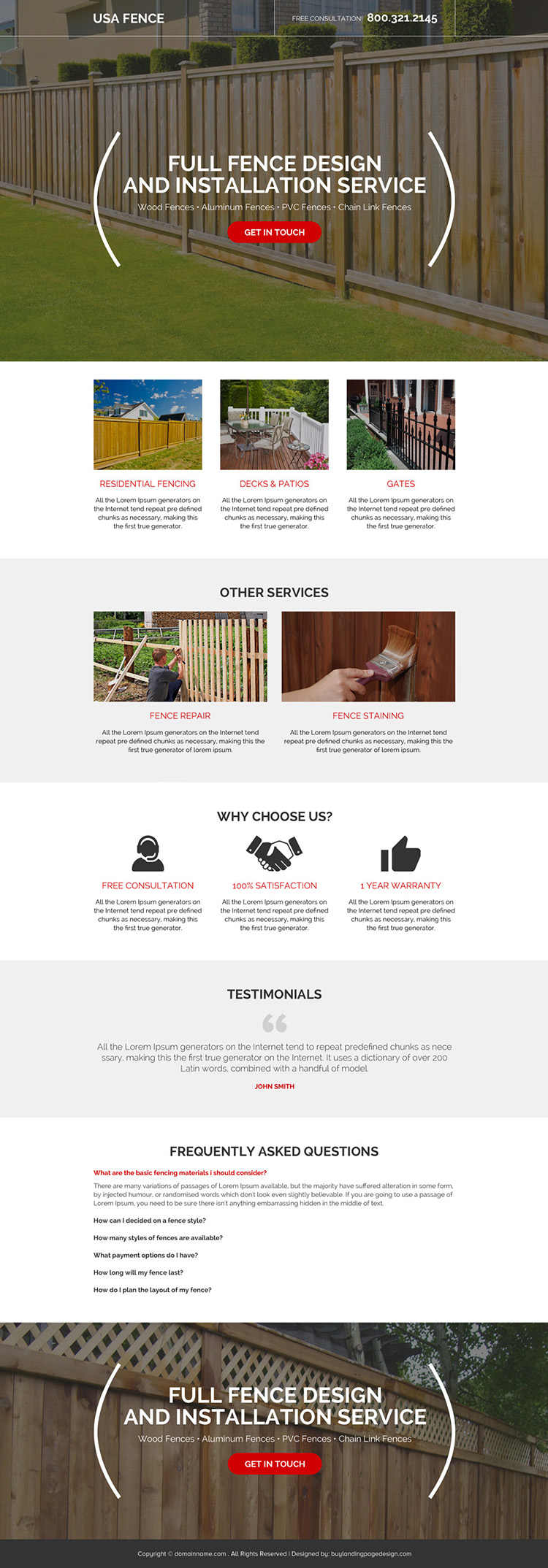 fencing design and installation responsive landing page design