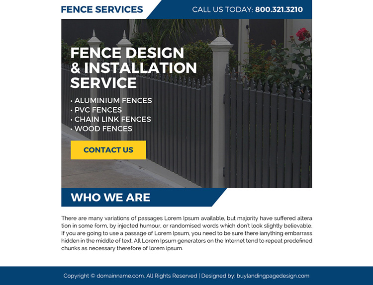 fence design and installation service ppv landing page